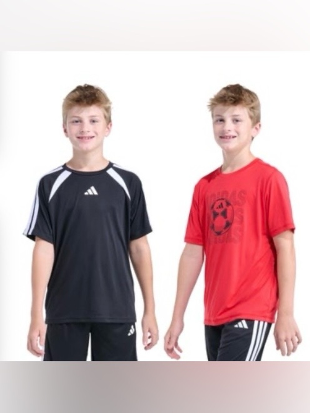 Adidas Kids  2-Pack Short Sleeve Sport Tees in Black and Red